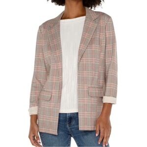 LIVERPOOL Glen Plaid Boyfriend Blazer Orange Brown Autumnal - XS